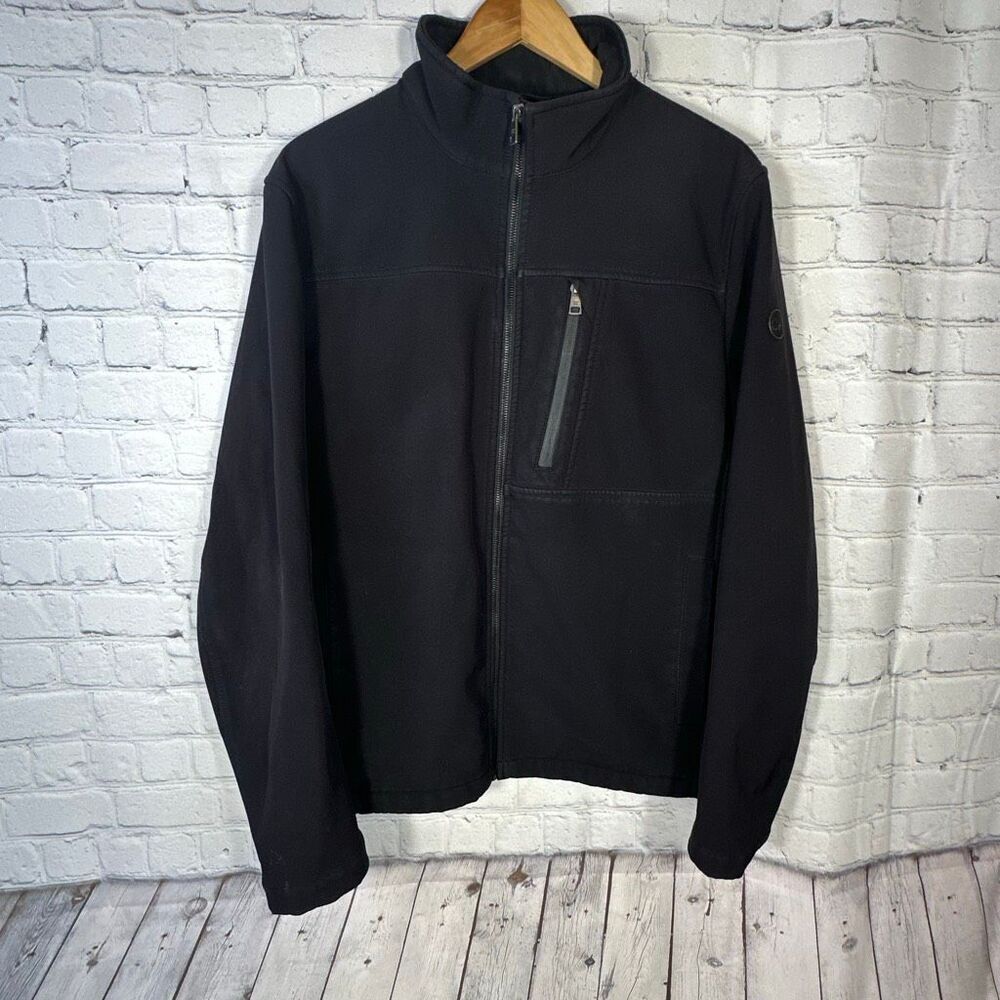 Calvin Klein Jacket Mens Soft Shell Black Water Resistant Breathable Full Zip